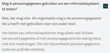 Autoriteit Persoonsgegevens: Organisaties mogen persoonsgegegevens niet gebruiken om een informatiesysteem te testen